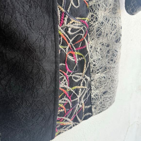 Boho Embroidered Coat Long Statement Artsy Jacket European Maximalist Womens M - Picture 8 of 12